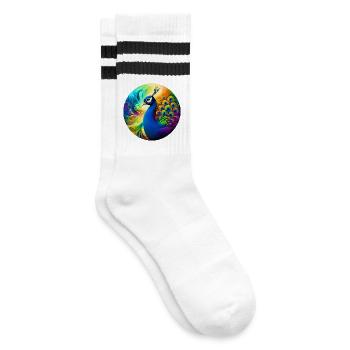 Pfau - Gestreifte Tennissocken - Weiß/Schwarz - Rechts