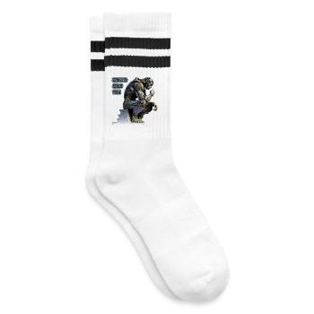 Cogito 02 – Cyborg-Denker Cogito Ergo Sum - Gestreifte Tennissocken - Weiß/Schwarz - Rechts