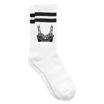 BH-Dessous-Logo für Geschäft oder Verkäufer - Gestreifte Tennissocken - Weiß/Schwarz - Rechts