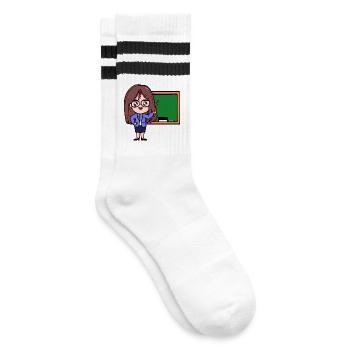 Salaried Job Teacher Career Profession Work - Striped tennis socks - white/black - Right