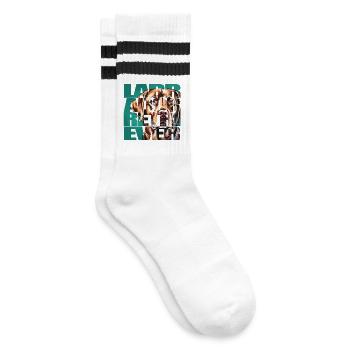 Labrador Retriever Portrait - Gestreifte Tennissocken - Weiß/Schwarz - Rechts