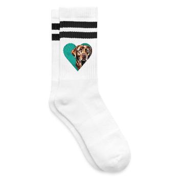 Labrador Retriever Portrait - Gestreifte Tennissocken - Weiß/Schwarz - Rechts