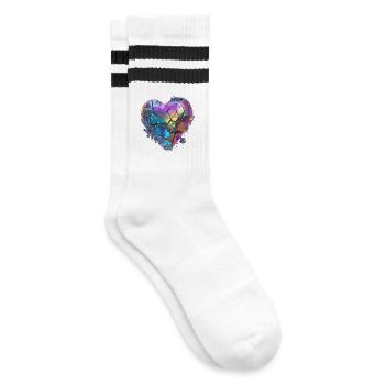 broken heart of stone - Striped tennis socks - white/black - Right