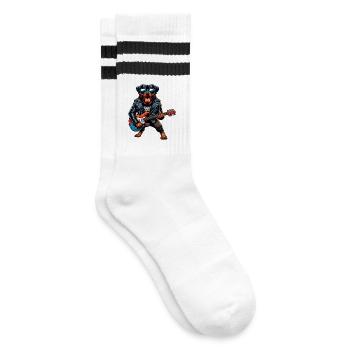 Rottweiler dog guitar design - Striped tennis socks - white/black - Right