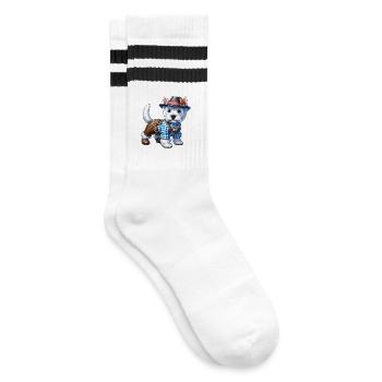 West Highland White Terrier Hund Bayern - Gestreifte Tennissocken - Weiß/Schwarz - Rechts