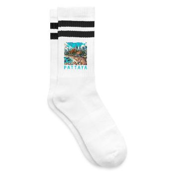 Pattaya Thailand Strand Design - Gestreifte Tennissocken - Weiß/Schwarz - Rechts