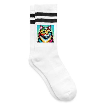 Chat Pop Art - Chaussettes de tennis - blanc/noir - Droite