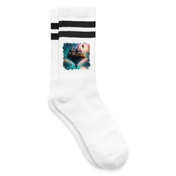 Fantasy floating village - Striped tennis socks - white/black - Right