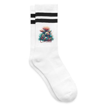 Passion for coral gift - Striped tennis socks - white/black - Right