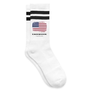 Sacramento, California, USA - Gestreifte Tennissocken - Weiß/Schwarz - Rechts