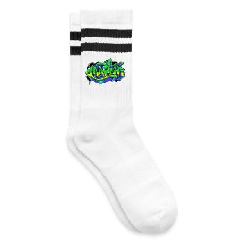 Graffiti Kunst Strassenkunst Zeichnen Illustration - Gestreifte Tennissocken - Weiß/Schwarz - Rechts