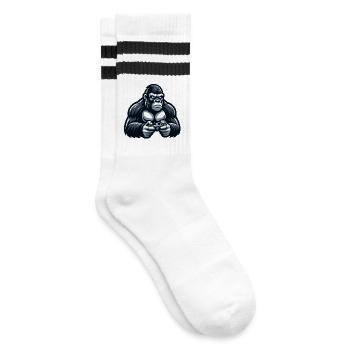 Spiel auf Gorilla: Die ultimative Herausforderung für Spieler - Gestreifte Tennissocken - Weiß/Schwarz - Rechts