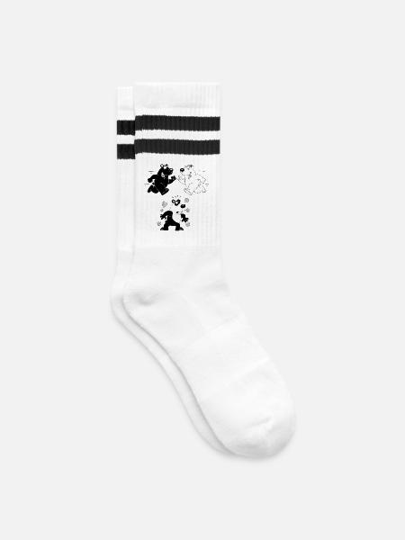 Die Geburt des Pandas - Gestreifte Tennissocken - Weiß/Schwarz