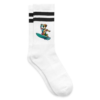 Wave Riding Buddy - Gestreifte Tennissocken - Weiß/Schwarz - Rechts