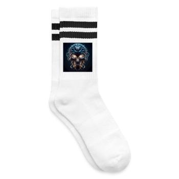 Crâne fusionné avec serpent 3D - Chaussettes de tennis - blanc/noir - Droite