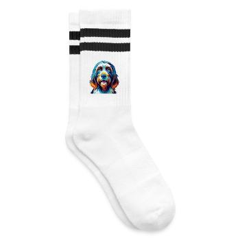 Basset Griffon Vendéen Chien Race Dessin Animé Kawaii - Chaussettes de tennis - blanc/noir - Droite