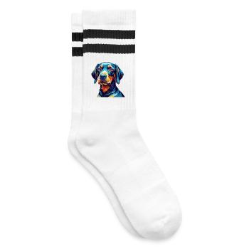 Plott Hound Chien Race Coloré Dessin Animé Kawaii - Chaussettes de tennis - blanc/noir - Droite