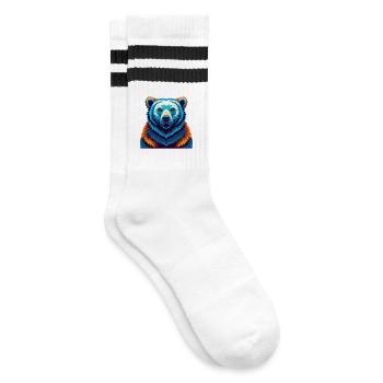ours polaire coloré kawaii dessin animé personnage animal de compagnie - Chaussettes de tennis - blanc/noir - Droite
