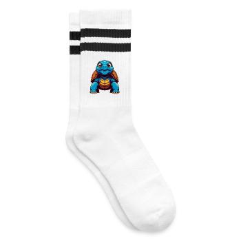 Tortoise Colorful Kawaii Cartoon Character Clipart - Striped tennis socks - white/black - Right