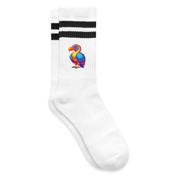 Geier Bunte Kawaii Cartoon Figur Clipart - Gestreifte Tennissocken - Weiß/Schwarz - Rechts