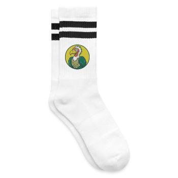 Geier Niedlich Kawaii Cartoon Clipart Haustier Tier - Gestreifte Tennissocken - Weiß/Schwarz - Rechts