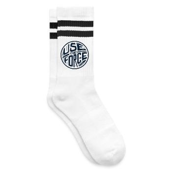Nutze die Kraft 2 - Gestreifte Tennissocken - Weiß/Schwarz - Rechts