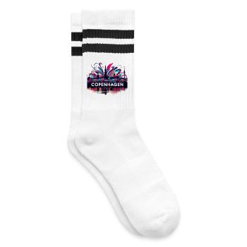 Copenhagen Capital Denmark Gift - Striped tennis socks - white/black - Right