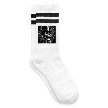 Halloween Elegant Skull - Striped tennis socks - white/black - Right