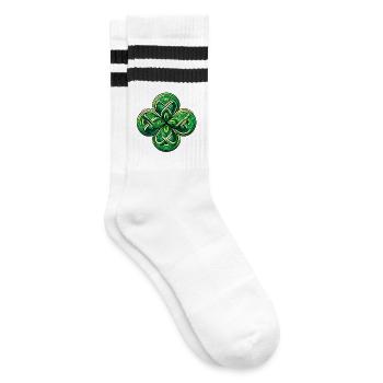 Four-leaf clover - Striped tennis socks - white/black - Right