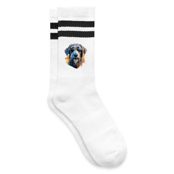 Wolfhound with sunglasses - Striped tennis socks - white/black - Right