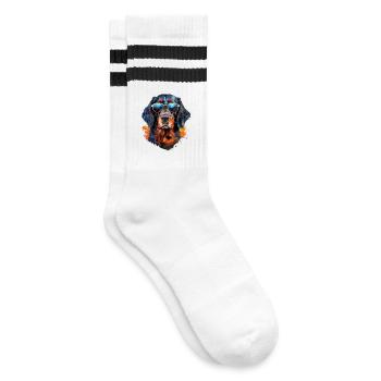 Gordon Setter with sunglasses - Striped tennis socks - white/black - Right