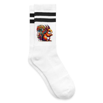 Eichhörnchen - Gestreifte Tennissocken - Weiß/Schwarz - Rechts