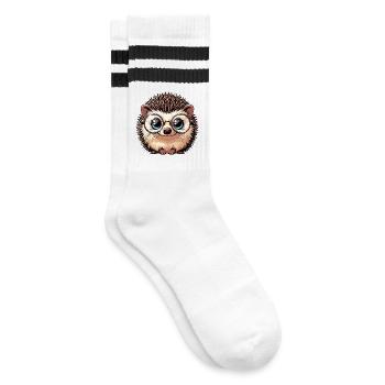 Igel - Gestreifte Tennissocken - Weiß/Schwarz - Rechts