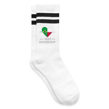 Brazil and Poland 100% friendship - Striped tennis socks - white/black - Right