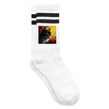Kat 2 1 - Gestreifte Tennissocken - Weiß/Schwarz - Rechts