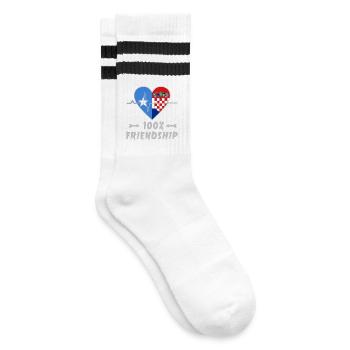 Somalia und Kroatien 100% Freundschaft - Gestreifte Tennissocken - Weiß/Schwarz - Rechts