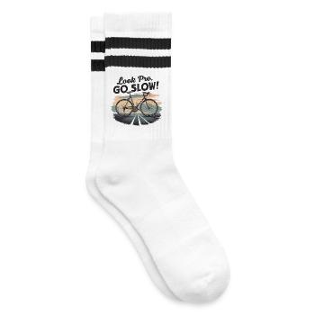 Vintage Bicycle Look Pro Go Slow - Striped tennis socks - white/black - Right