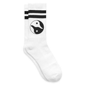 Yin Yang Ente - Gestreifte Tennissocken - Weiß/Schwarz - Rechts