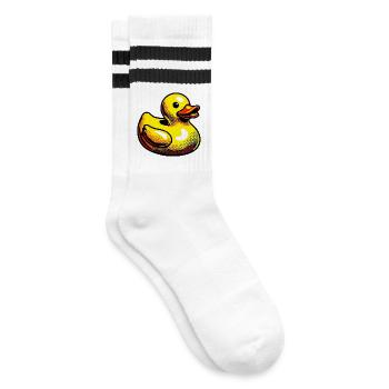 Ente Ente Ente Ente Ente - Gestreifte Tennissocken - Weiß/Schwarz - Rechts