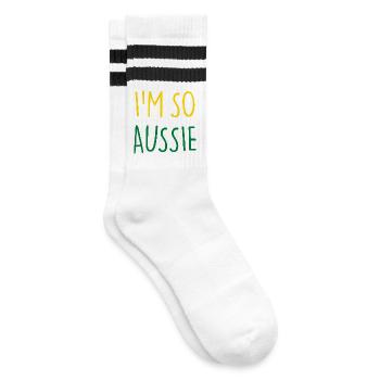 I'M SO AUSSIE Australisch Australien - Gestreifte Tennissocken - Weiß/Schwarz - Rechts