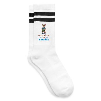 Bayerisches Känguru - Gestreifte Tennissocken - Weiß/Schwarz - Rechts