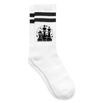 Schachfiguren Comic Look - Gestreifte Tennissocken - Weiß/Schwarz - Rechts