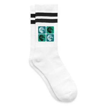 Bonsai Yin Yang - Gestreifte Tennissocken - Weiß/Schwarz - Rechts