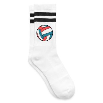 Wasserball Farben - Gestreifte Tennissocken - Weiß/Schwarz - Rechts