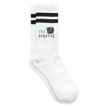 Keep Calm – The Sprayer - Gestreifte Tennissocken - Weiß/Schwarz - Rechts