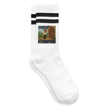 Talk to Door - Pixel Art Gaming - Gestreifte Tennissocken - Weiß/Schwarz - Rechts