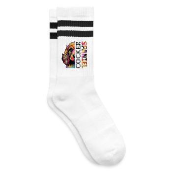 Cocker Spaniel coloré - Chaussettes de tennis - blanc/noir - Droite