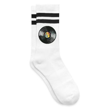 Vinyl_5 - Gestreifte Tennissocken - Weiß/Schwarz - Rechts