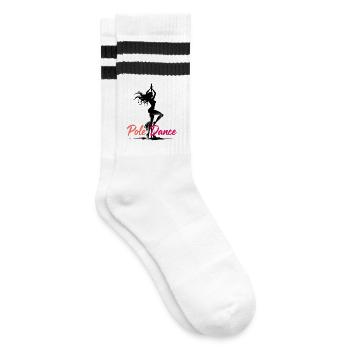 Pole Dance Poledancerin ästhetisch Geschenk - Gestreifte Tennissocken - Weiß/Schwarz - Rechts
