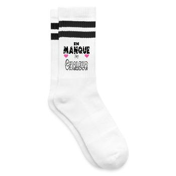 Bedürfnis nach Wärme - Gestreifte Tennissocken - Weiß/Schwarz - Rechts